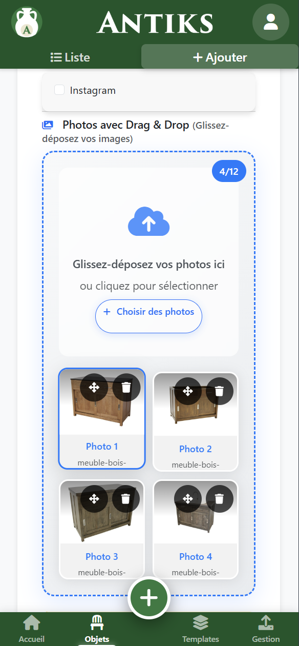Drag & drop photos mobile
