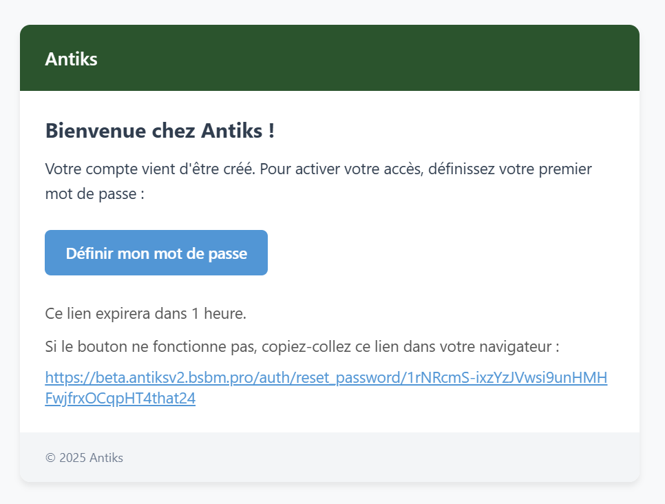 Email d'invitation PC