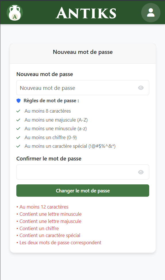 Définir mot de passe mobile
