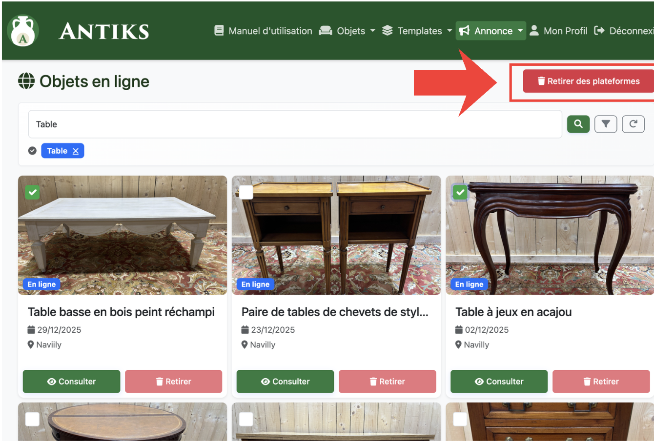 Cliquer sur retirer - PC
