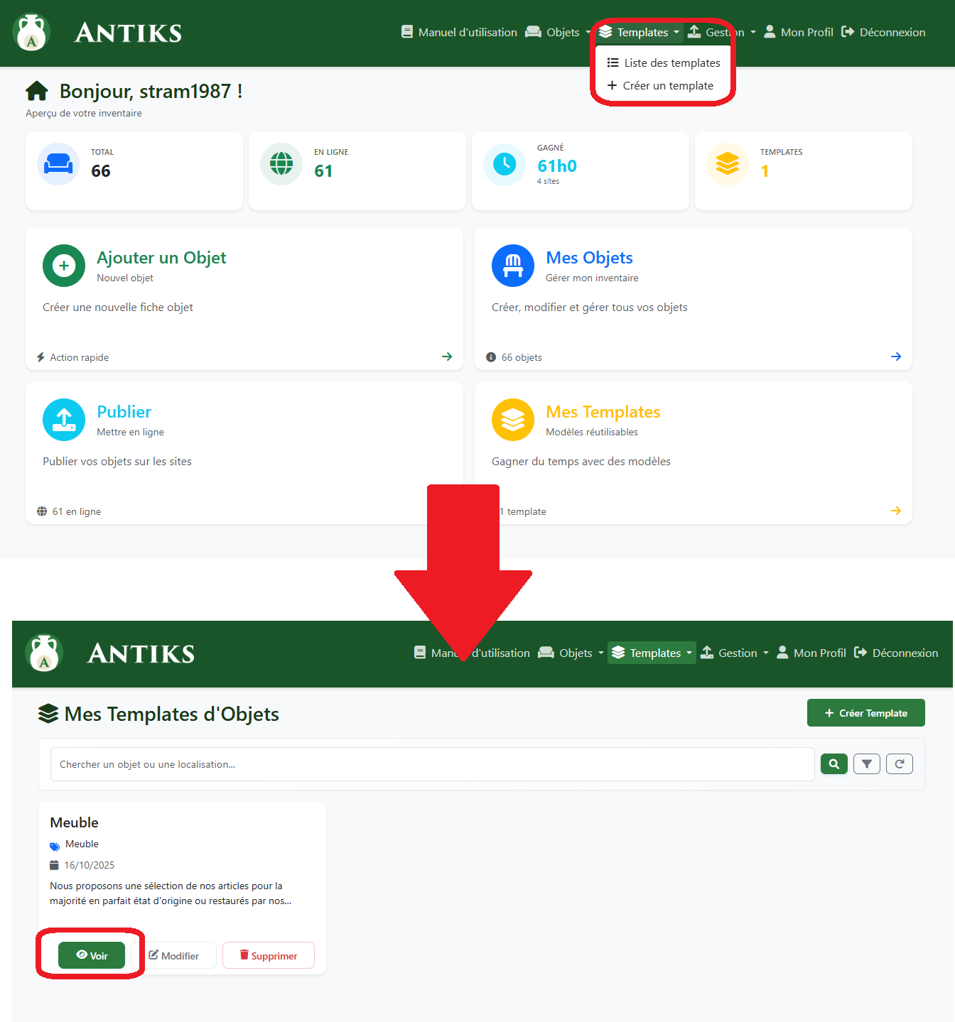 Liste des templates PC